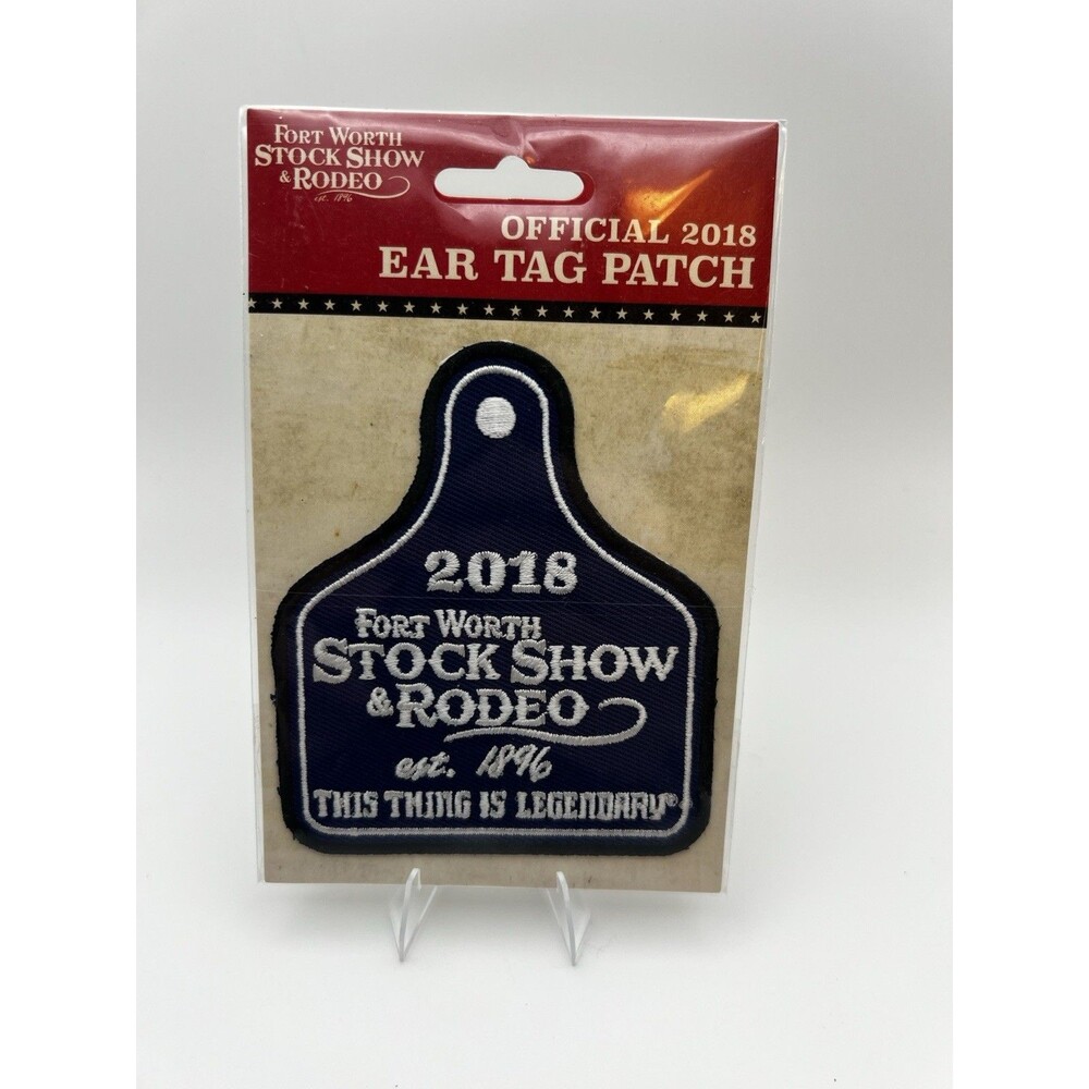 NOS 2018 Fort Worth Stock Show Rodeo Ear Tag Patch Western Cowboy Rodeo Souvenir